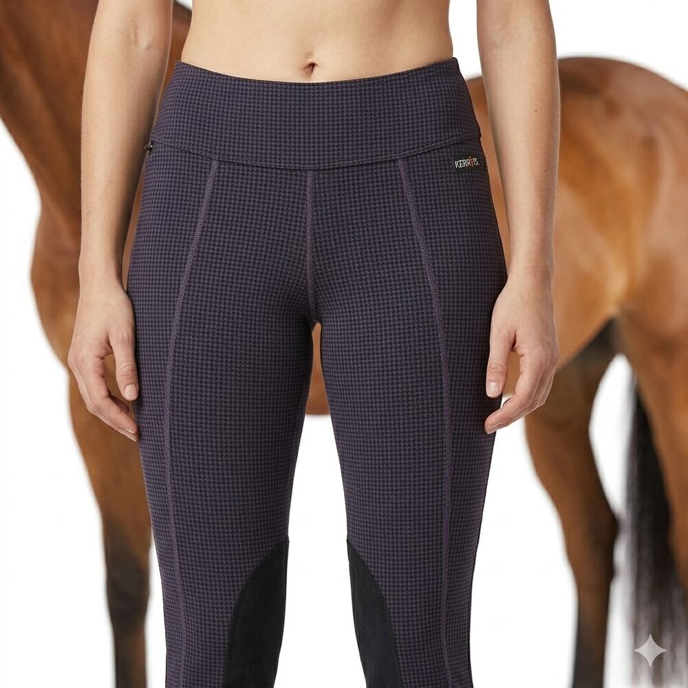 Kerrits Fleece Lite Knee Patch Tights Horse Riding Breeches Size L Pull On Pants